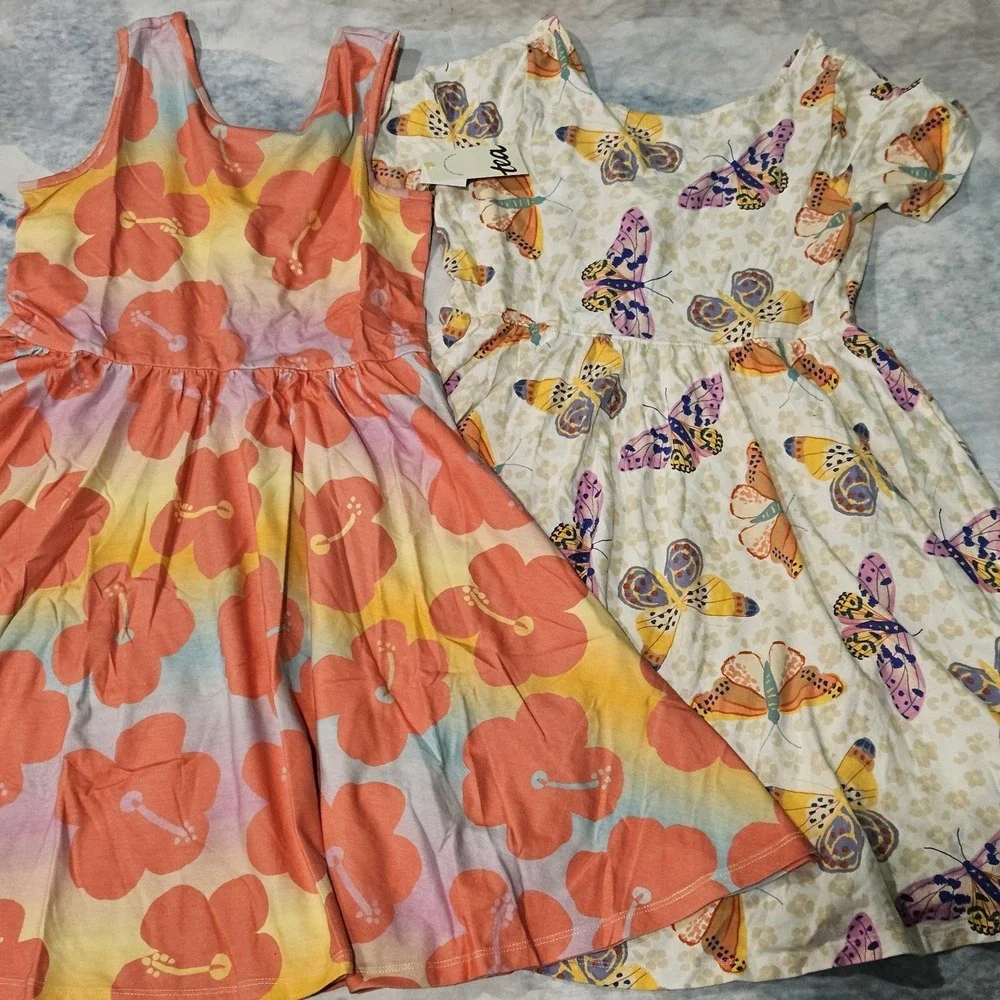 Tea Collection Girls Size 14 Dress Lot 2 NWT NWOT Floral Hibiscus Butterfly